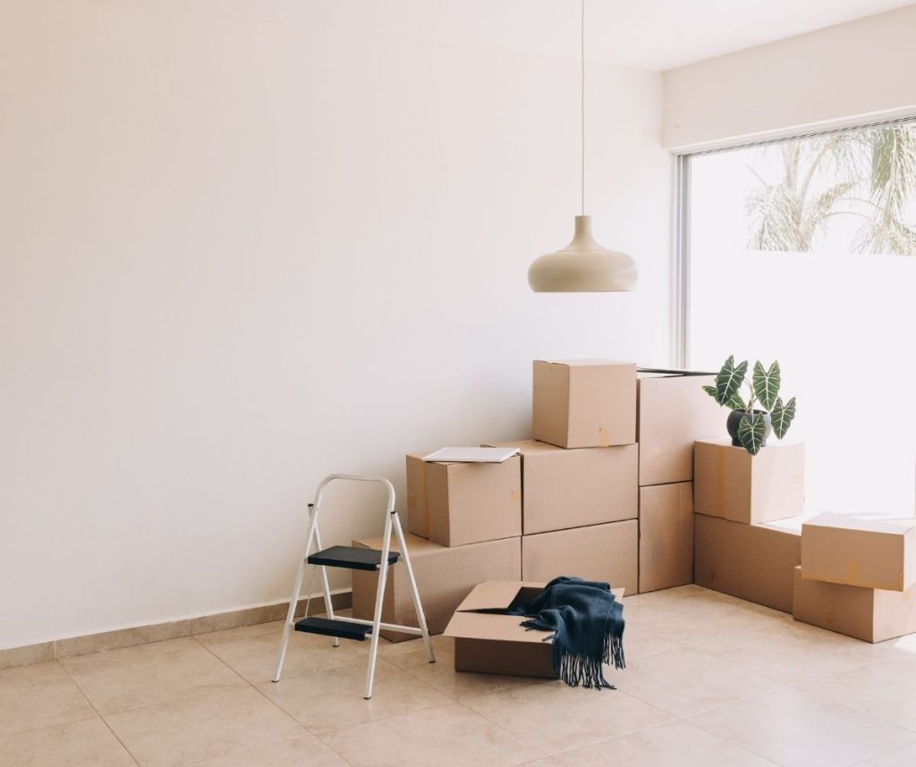 Moving In Moving Boxes in a House