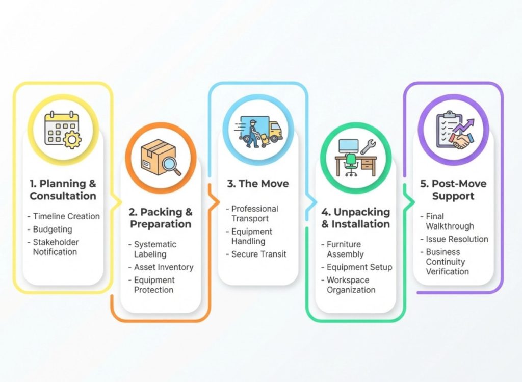 Moving process steps and support
